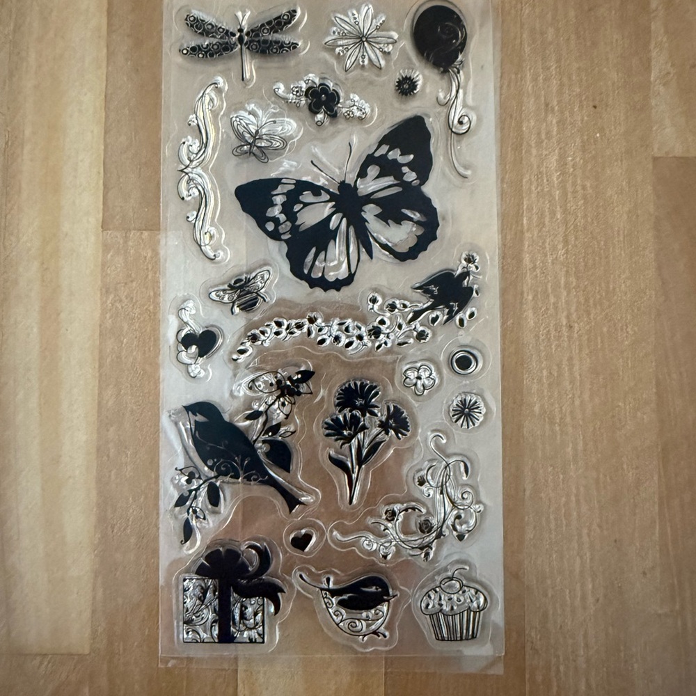 Elegant Black and White Butterfly Stamp Set